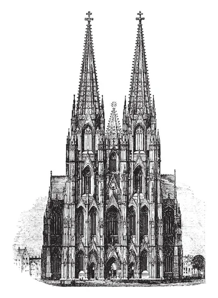 Cologne Cathedral Roman Catholic Church Has Been Shown Picture Church — Stock Vector