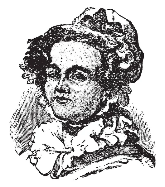 玛丽希 米特福德 1787 1855 她是一个英国作家和剧作家 复古线条绘画或雕刻插图 — 图库矢量图片