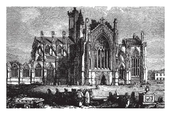 Melrose Abbey Yüzyıl Mimari Hıristiyan Manastır Manastır Rahipleri Manastır Gotik — Stok Vektör