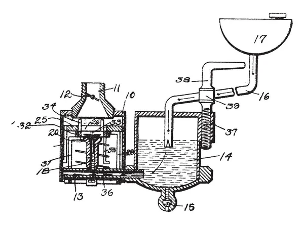 Deze Afbeelding Vertegenwoordigt Motor Carburateur Vintage Lijntekening Gravure Illustratie — Stockvector