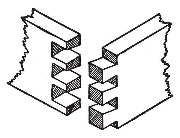 Illustration Represents Common Dovetail Joint Which Most Efficient Joining Two — Stock Vector