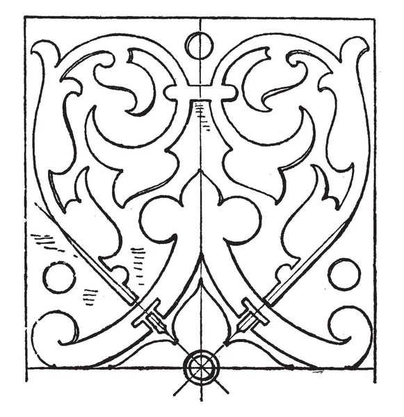 Renaissance Oblong Panel Design Found Tomb Stuttgart Vintage Line Drawing — Stock Vector