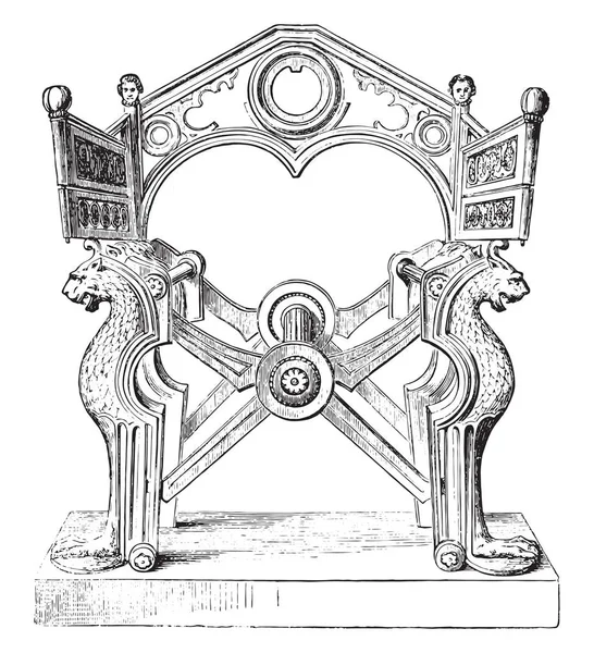 Chair Dagobert Vintage Engraved Illustration Industrial Encyclopedia Lami 1875 — Stock Vector