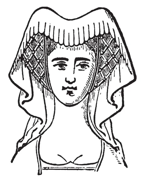 Рогатое Головное Платье Рисунок Умеренной Винтажной Линии Гравировка — стоковый вектор