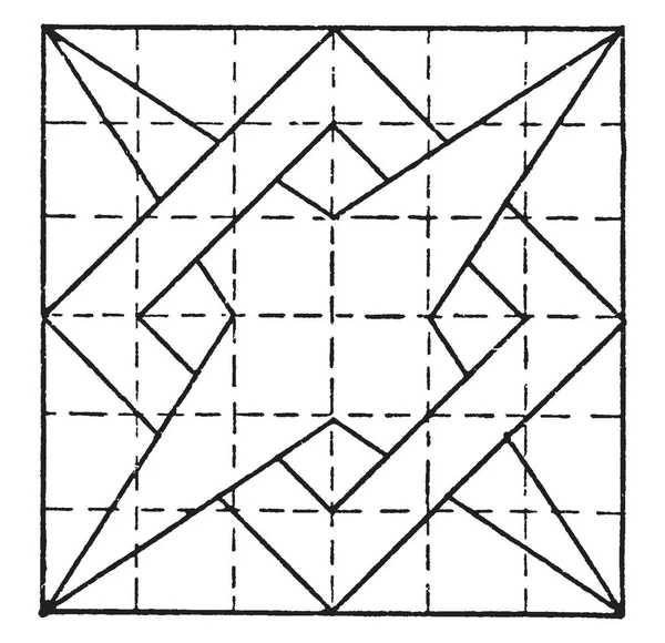 Construyendo Patrón Caja Superpuesta Estrellas Punto Usando Cuadrado Triángulo Dividiendo — Archivo Imágenes Vectoriales