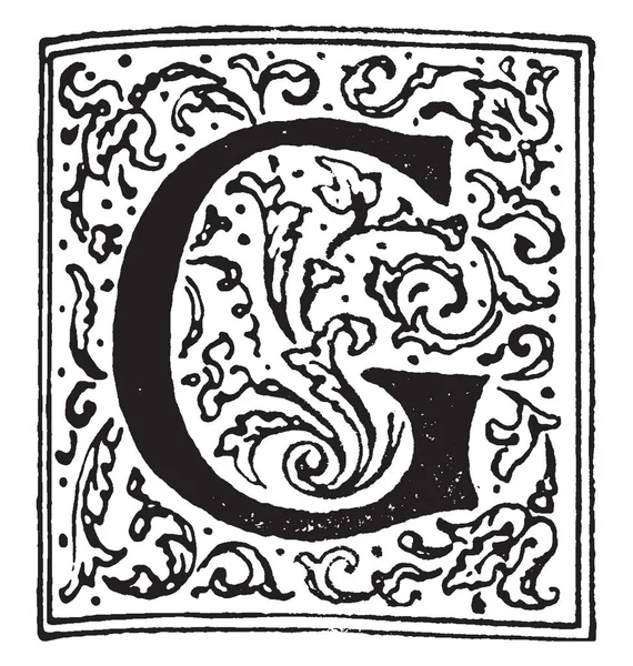 Ornamental Decorative Capital Letter Vintage Line Drawing Engraving Illustration — Stock Vector