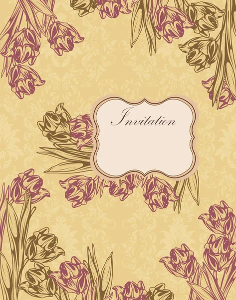 Vintage Uitnodigingskaart Met Sierlijke Elegante Retro Abstract Floral Design Bleke — Stockvector