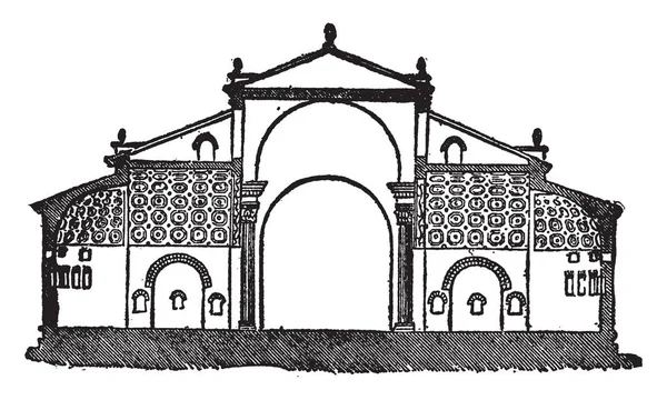 Basilica Massenzio Sezione Trasversale Antico Edificio Nel Foro Romano Edificio — Vettoriale Stock