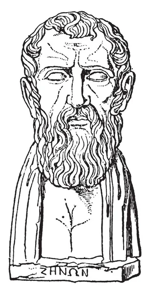 Zénon Chypre Était Philosophe Grec Fondateur École Stoïque Dessin Trait — Image vectorielle