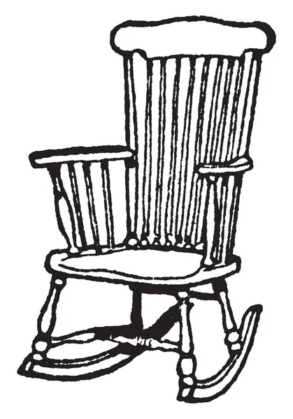 Кресло Качалка Изогнутыми Деревянными Лентами Каждой Стороны Соединяющими Ноги Рисунок — стоковый вектор
