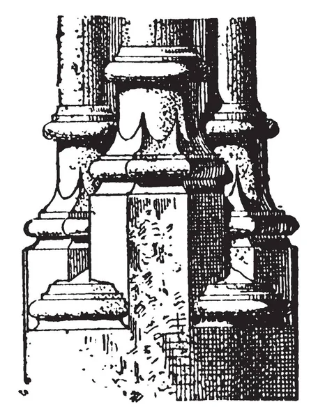 Sockel Französisch Gotisch Stylobate Foundation Doric Order Vintage Line Drawing — Stockvektor
