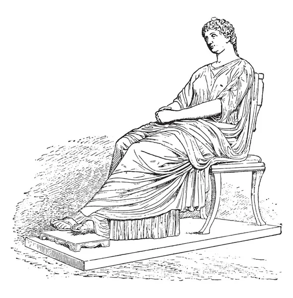 Statue Agrippine Illustration Gravée Vintage — Image vectorielle