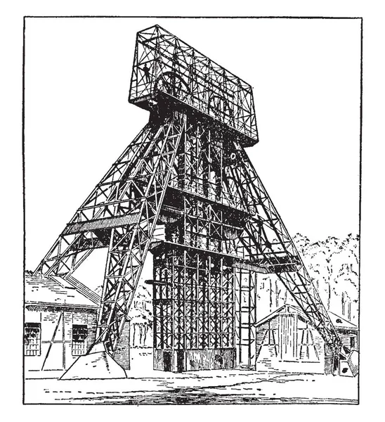 Questa Illustrazione Rappresenta Torre Sollevamento Del Copricapo Miniera Acciaio Tedesco — Vettoriale Stock