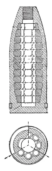 Skal Bollar Modell 1879 Vintage Ingraverad Illustration Industriella Encyklopedi Lami — Stock vektor