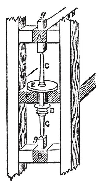 宝石細工のミル ウェッジ ビンテージの線描画や彫刻イラストによる調整 木製のブロックを持つ普通のパターン — ストックベクタ