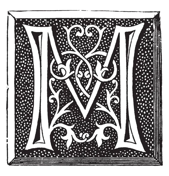 Letra Mayúscula Ornamental Dibujo Línea Vintage Ilustración Grabado — Archivo Imágenes Vectoriales