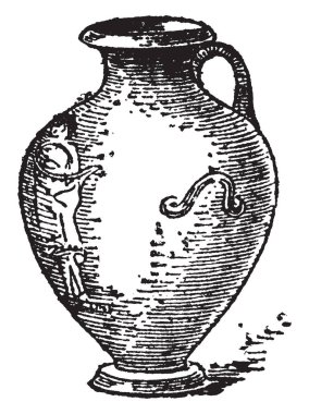 Hydria su çene, bir kolu olan ve hydrialar külleri gömü, vintage çizgi çizme veya oyma illüstrasyon tutmak için kullanılan.