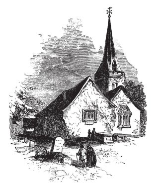 Thomas Gray önde gelen İngiliz şair, kilise, vintage çizgi çizme veya oyma illüstrasyon resmini gösterir