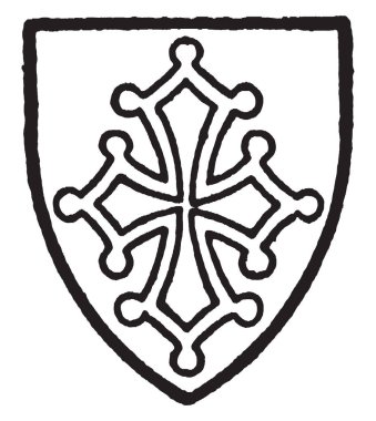 Melton gümüş bir Tolouse çizim veya illüstrasyon oyma gules, vintage çizgi çapraz delik..