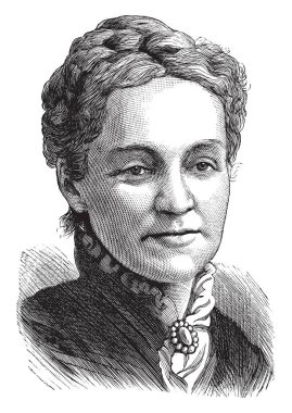 Mary C. Johnson, o ilk kayıt Sekreter kadının Ulusal Hıristiyan Temperance Birliği, vintage çizgi çizme veya oyma illüstrasyon oldu