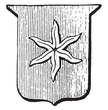 Estoile kırmızı arka plan, vintage çizgi çizme veya oyma illüstrasyon gümüş yıldız var.