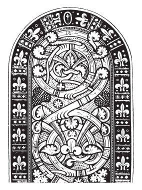 Heiligenkreuz Romanesk vitray, onun resim Bizans Sanat, vintage çizgi çizme veya oyma illüstrasyon tarafından büyük ölçüde etkilenmiştir.