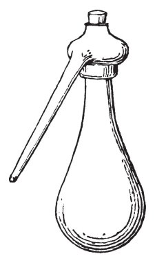 Bir gemi eski damıtma için kimyada kullanılan ve genellikle cam veya bakır, vintage çizgi çizme veya illüstrasyon oyma yapılmış.