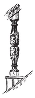 Korkuluk çubuğu, başa çıkma, vintage çizgi çizme veya illüstrasyon oyma truss, dekoratif, tasarım,.