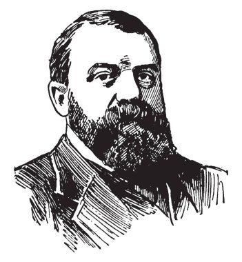 Dwight L. Moody, 1837-1899, o bir Amerikan evangelist ve publisher bağlı ile Moody Kilisesi, vintage çizgi çizme veya oyma illüstrasyon kuran kutsal hareketi