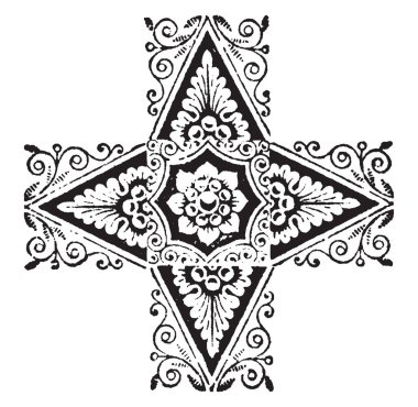 Süsleme dört sivri köşeleri, güzel yaprakları desen, çizim için vintage veya oyma var.