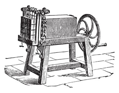 Kesici tuğla sabun Barlar, vintage oyulmuş illüstrasyon. Endüstriyel ansiklopedi E.-O. Lami - 1875