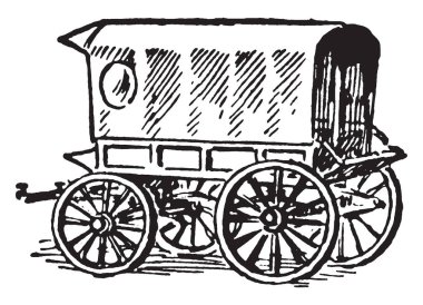 Van mal ya da insanlar, vintage çizgi çizme veya oyma illüstrasyon taşınmasında kullanılan yol araç türüdür.