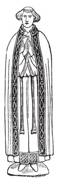 Bir dini cüppe, vintage çizgi çizme veya oyma illüstrasyon Cope 's.