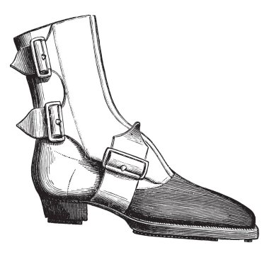 Avcılık çizme, vintage illüstrasyon kazınmış. Endüstriyel ansiklopedi E.-O. Lami - 1875