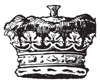 Dük bir taç, vintage çizgi çizme veya oyma illüstrasyon olduğunu.