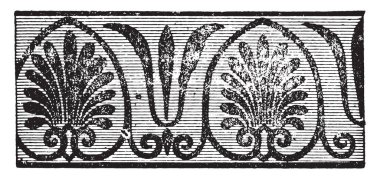 Yunan palmet, vintage illüstrasyon kazınmış.