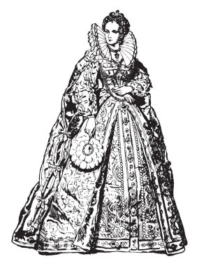 Kraliçe Elizabeth, 1533-1603, 1558 1603 için İngiltere ve İrlanda Kraliçe, Tudor, vintage çizgi çizme veya oyma illüstrasyon hanesi son hükümdarı oydu