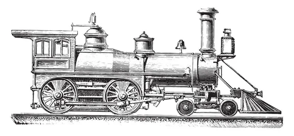 美国型机用两个耦合的车轴 复古刻插图 工业百科全书 1875 — 图库矢量图片