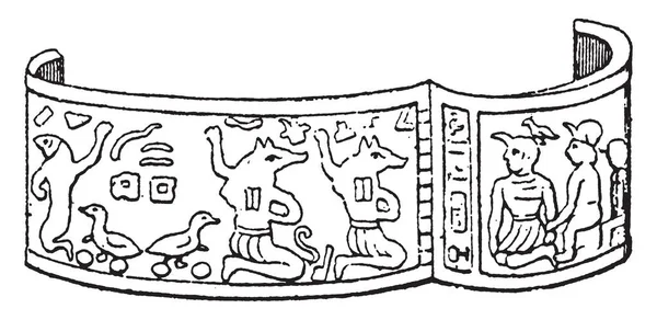 埃及手链有铰链图案 复古线条画或雕刻插图 — 图库矢量图片