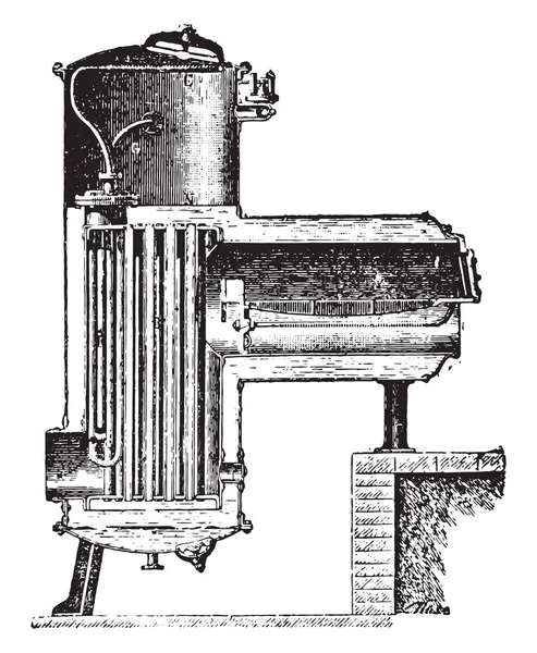 Chaudière Fork Delaharpe Illustration Gravée Vintage Encyclopédie Industrielle Lami 1875 — Image vectorielle