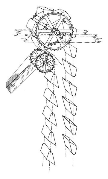 Cette Illustration Représente Ascenseur Seau Décharge Parfait Dessin Ligne Vintage — Image vectorielle