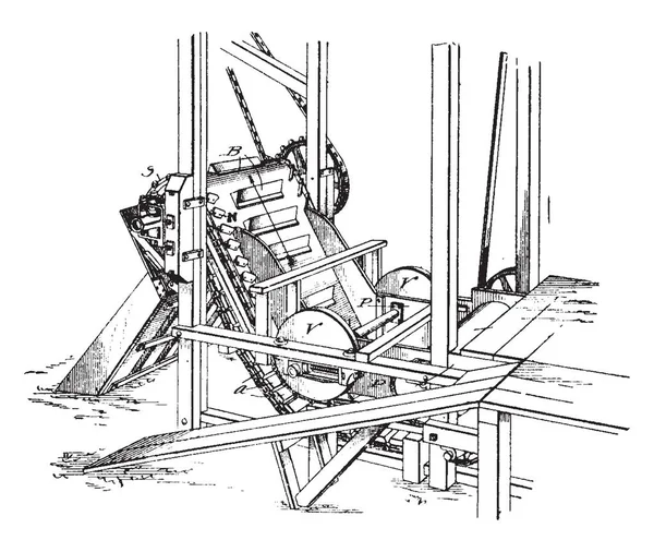 Deze Afbeelding Vertegenwoordigt Feeding Machine Die Aangepast Voeden Duwen Van — Stockvector