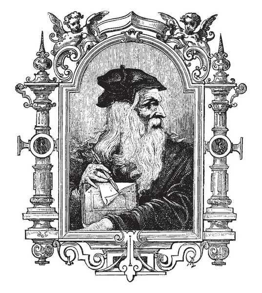 Leonardo Vinci 1452 1519 Hij Een Schilder Beeldhouwkunst Uitvinder Tijdens — Stockvector