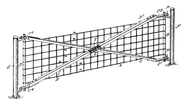 Wire Gate Pezzo Terra Versatile Cancello Robusto Sicuro Disegno Linee — Vettoriale Stock