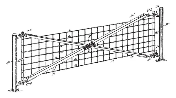 Wire Gate Piece Land Versatile Sturdy Secure Gate Vintage Line — Stock Vector