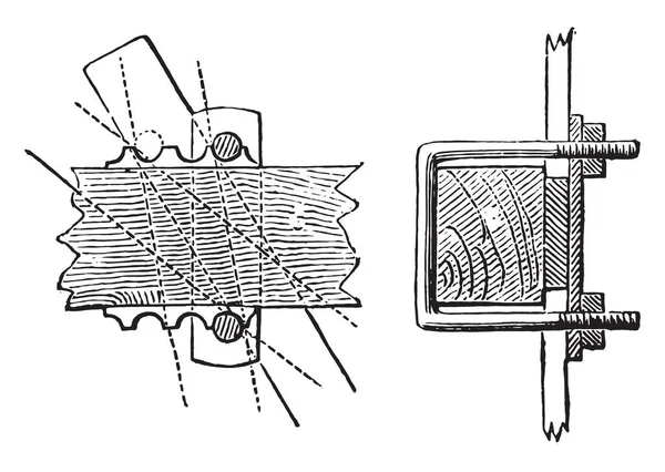 Calibre Dos Partes Ilustración Grabada Vintage Enciclopedia Industrial Lami 1875 — Archivo Imágenes Vectoriales