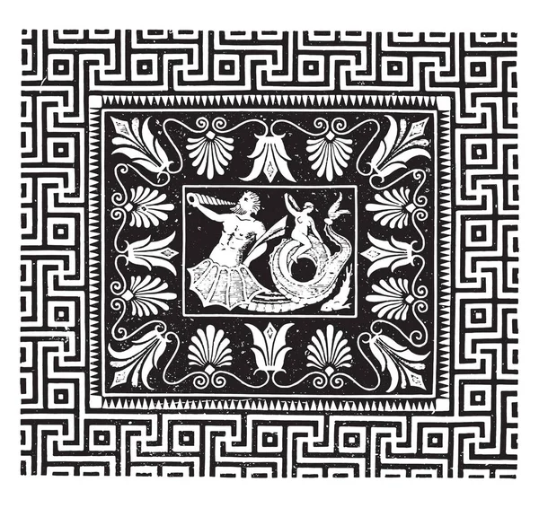 Antik Mozaik Olympia Vintage Oyulmuş Illüstrasyon Jüpiter Tapınağı Endüstriyel Ansiklopedi — Stok Vektör