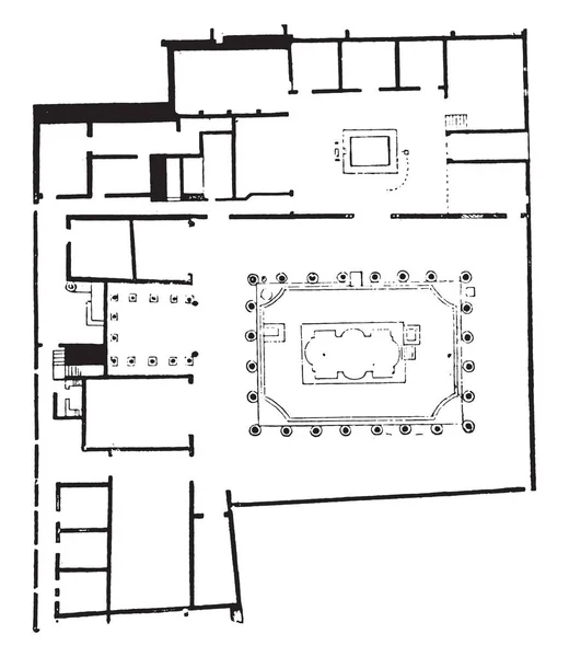 Plano Casa Dos Nereides Ilustração Gravada Vintage Vida Privada Antiga —  Vetores de Stock