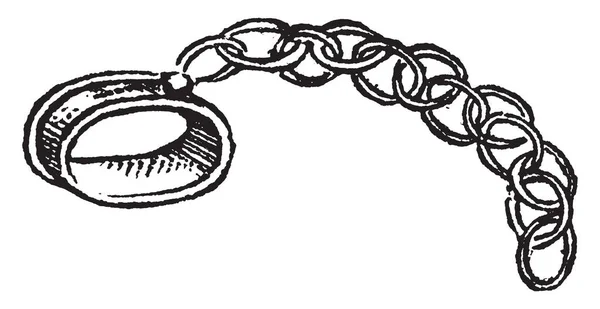 それは刑務所 ビンテージの線描画や彫刻イラストに囚人を運ぶに使用する手錠です — ストックベクタ