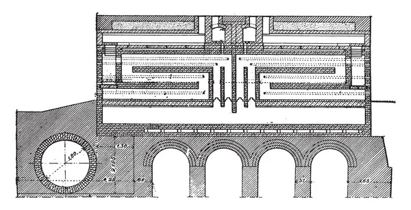 Coca Coke Forno Sistema Collin Illustrazione Incisa Vintage Enciclopedia Industriale — Vettoriale Stock